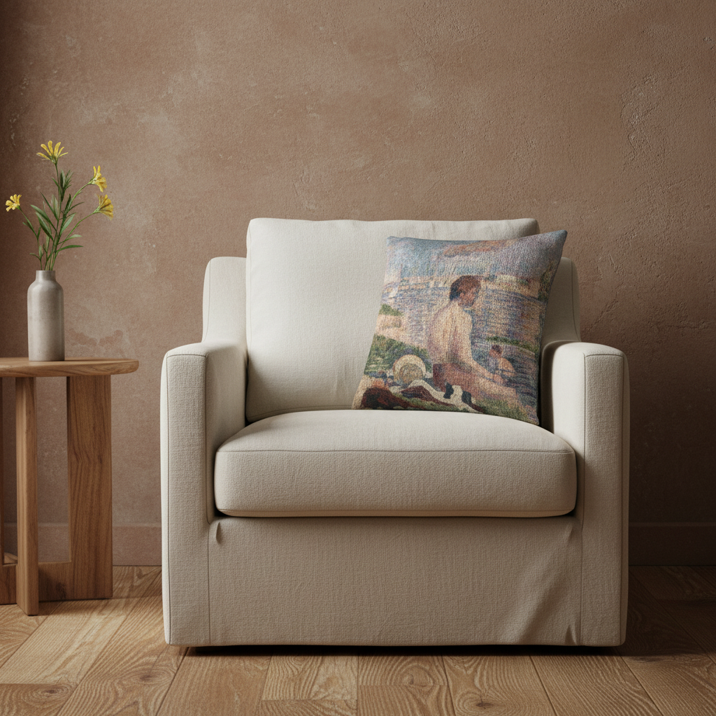 Final Study for Bathers at Asnières — Seurat Pillow