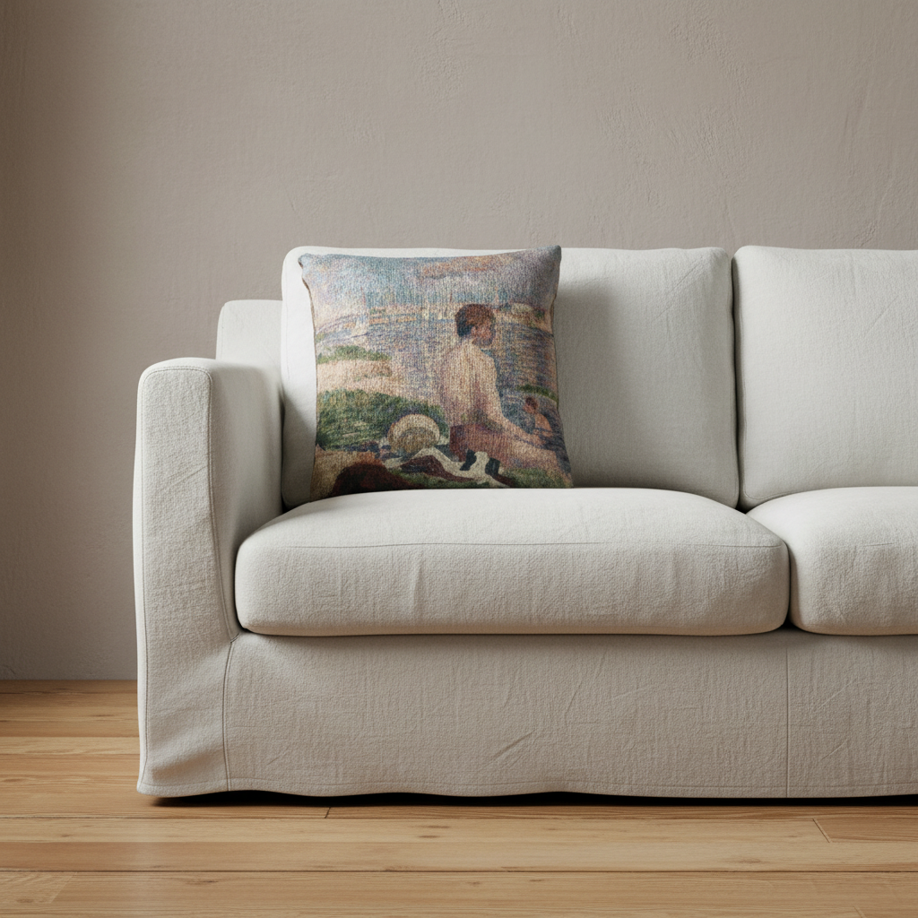 Final Study for Bathers at Asnières — Seurat Pillow