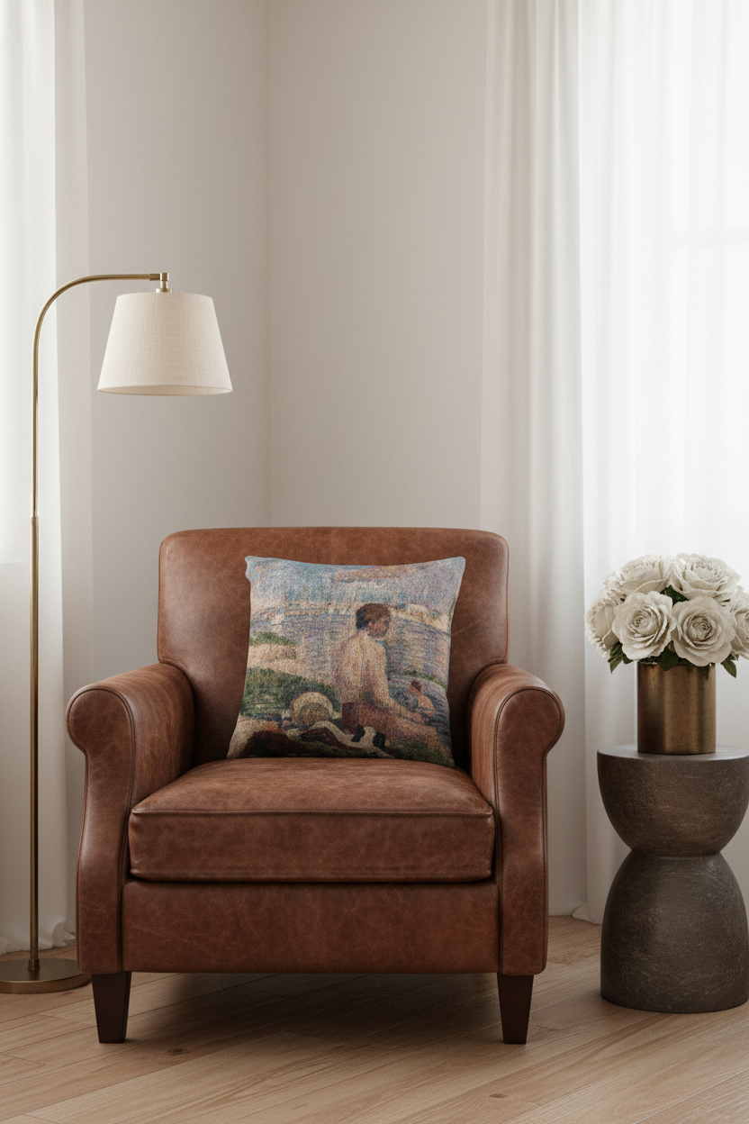 Final Study for Bathers at Asnières — Seurat Pillow