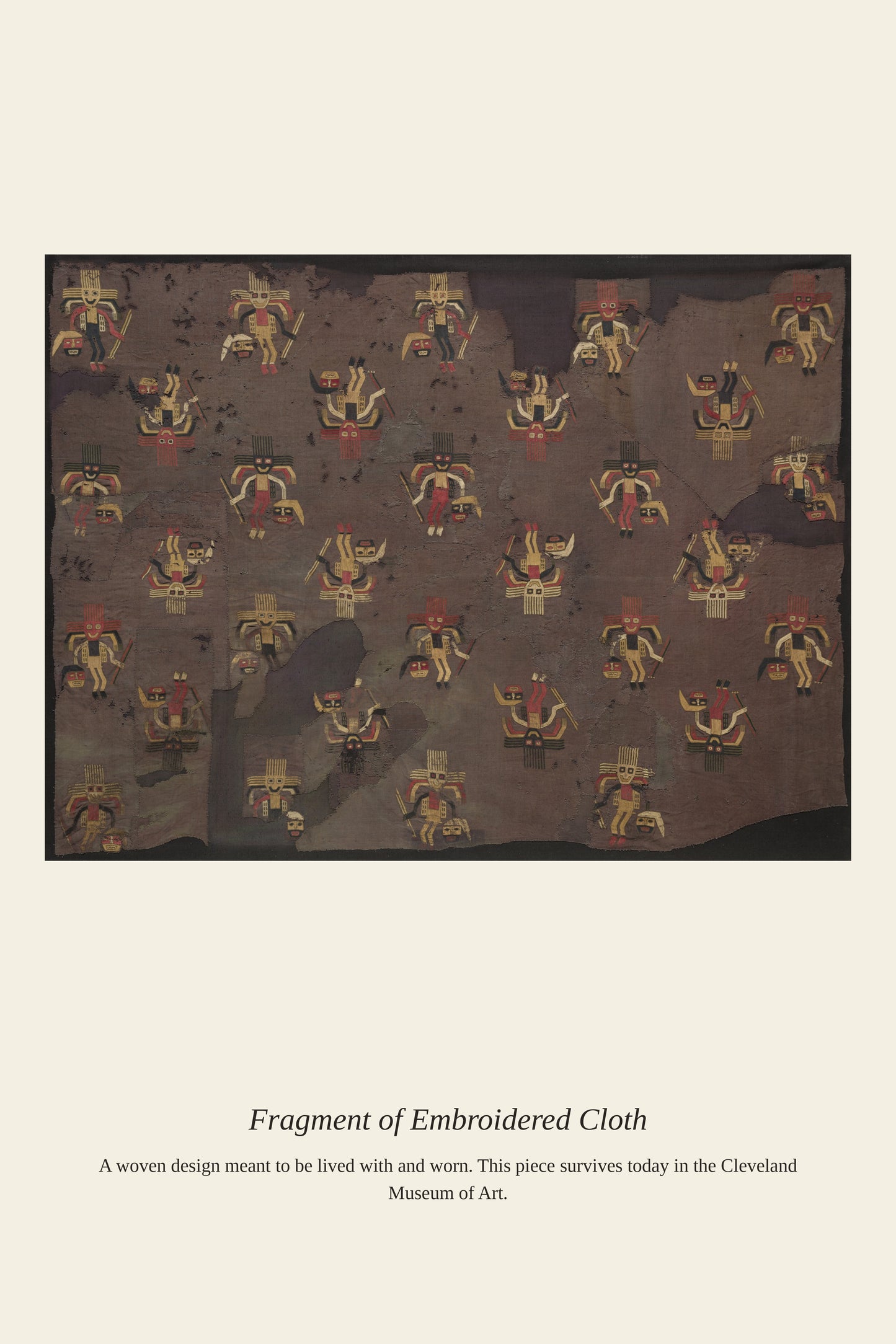 Fragment of Embroidered Cloth - Antique Textile Print