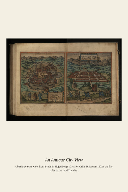 Frans Hogenberg, Mexico - Antique City Map Print