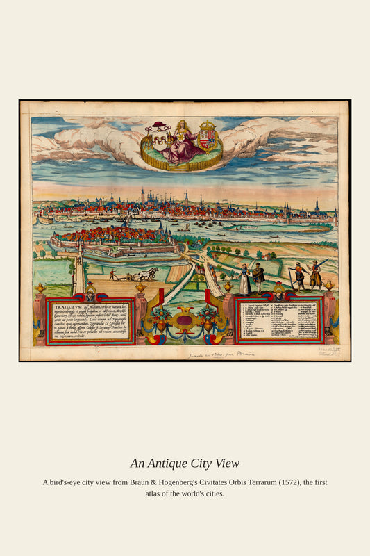 Frans Hogenberg, Traiectum Mosam - Antique City Map Print