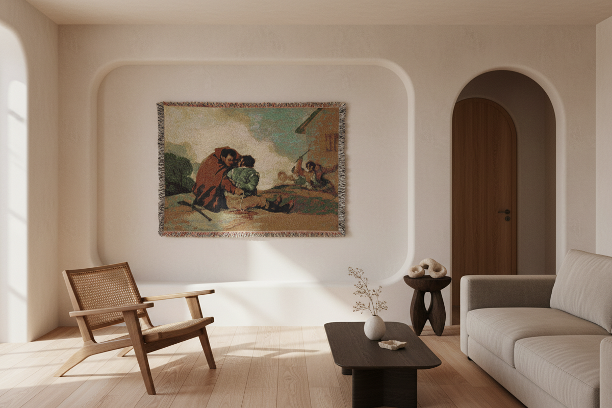 Friar Pedro Binds El Maragato — Goya Tapestry Blanket