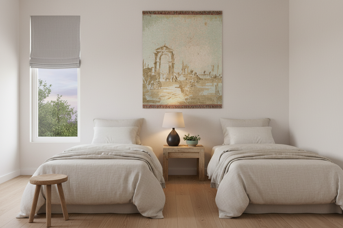 Gateway Near a Landing Bridge — Guardi Tapestry Blanket