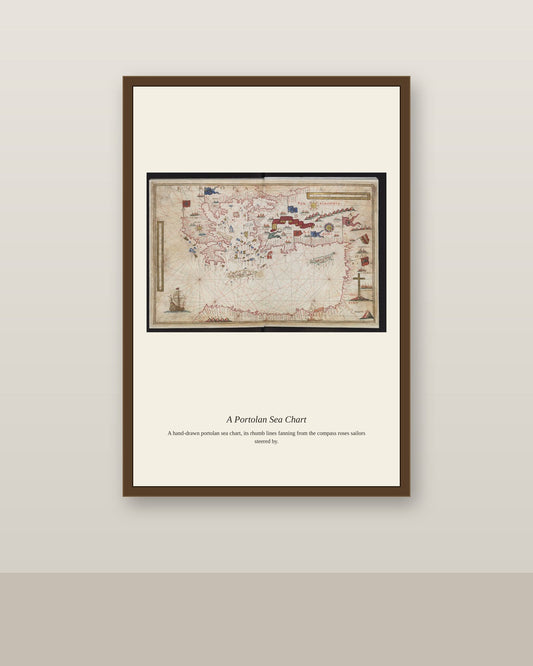 Geographicae Tabulae in Charta Pergamena antique art print shown framed on a wall in a styled room