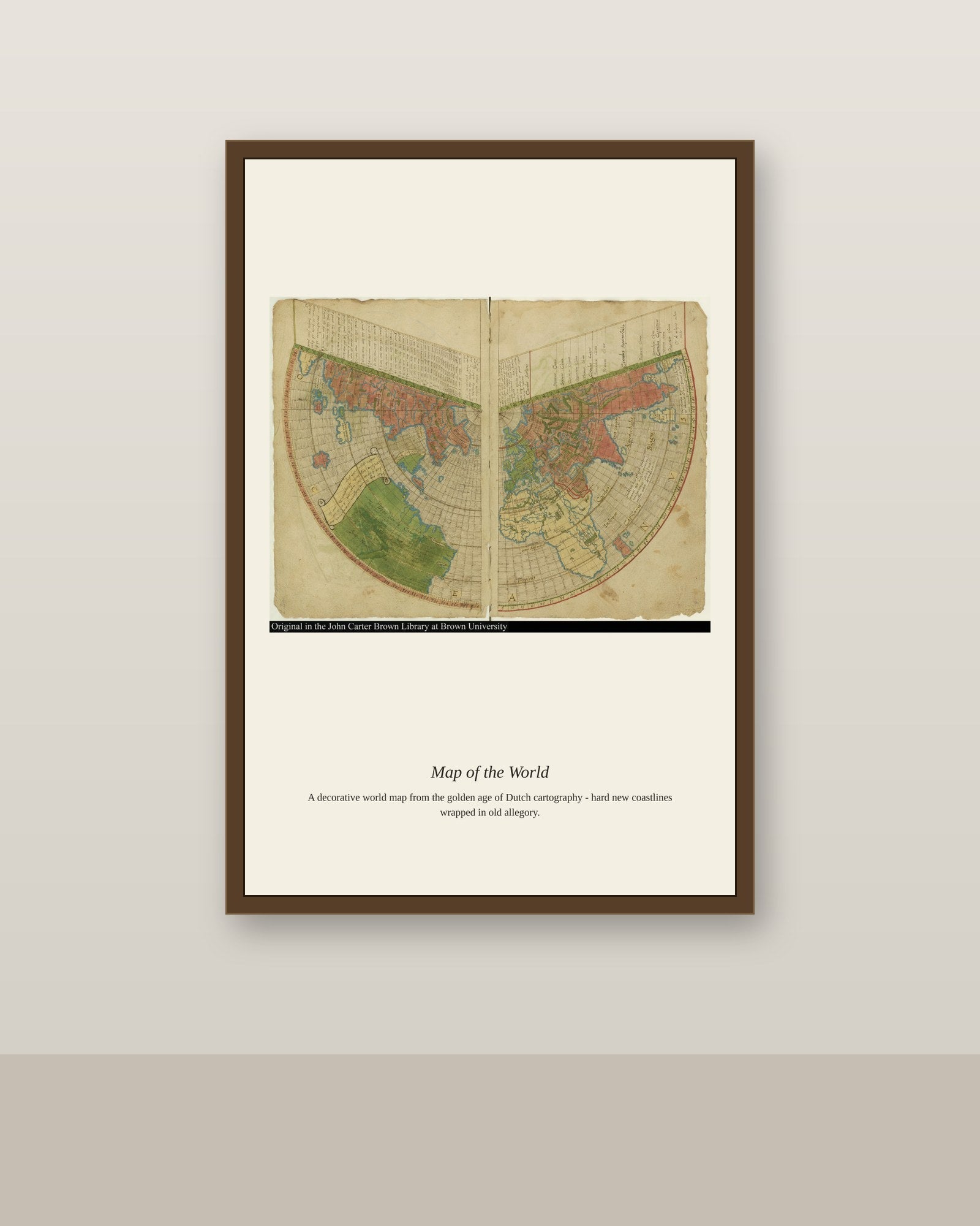 Glareanus Map JCB (2) antique art print shown framed on a wall in a styled room
