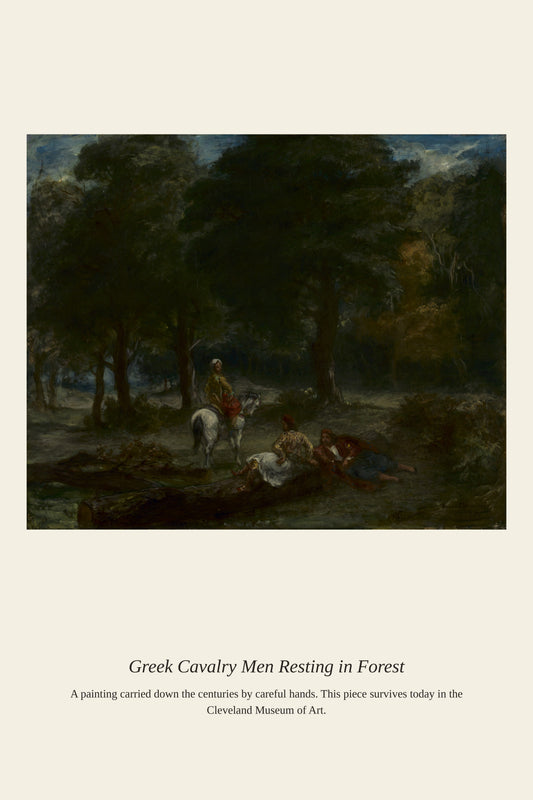 Greek Cavalry Men Resting in Forest - Ancient Historical Print