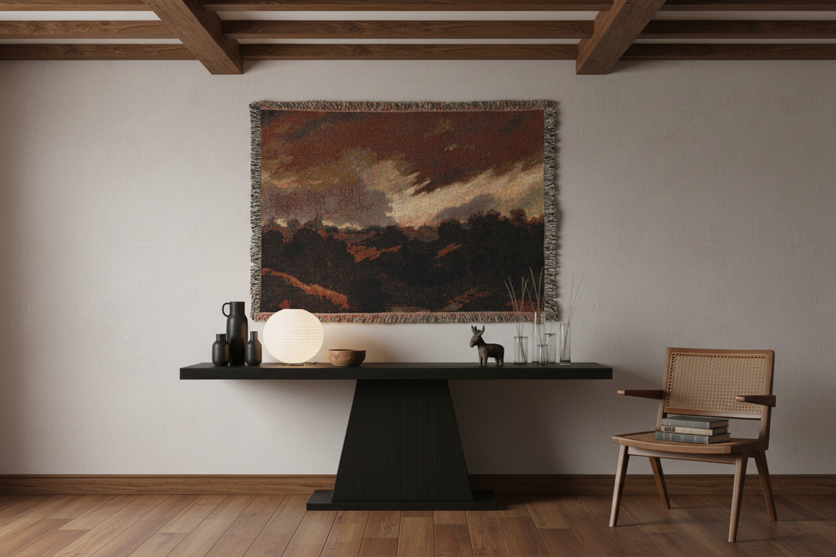 Hampstead, Stormy Sky (style of Constable) Tapestry Blanket