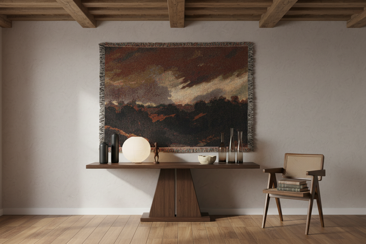Hampstead, Stormy Sky (style of Constable) Tapestry Blanket