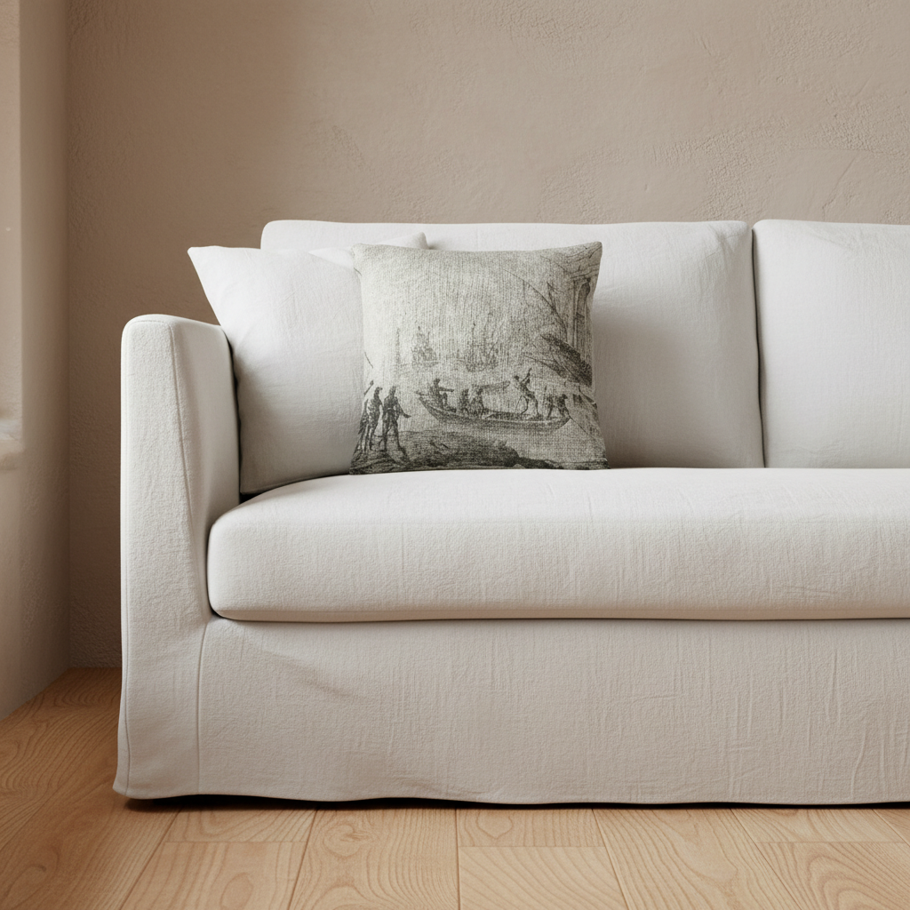 Harbor Scene with a Lighthouse — Lorrain Pillow