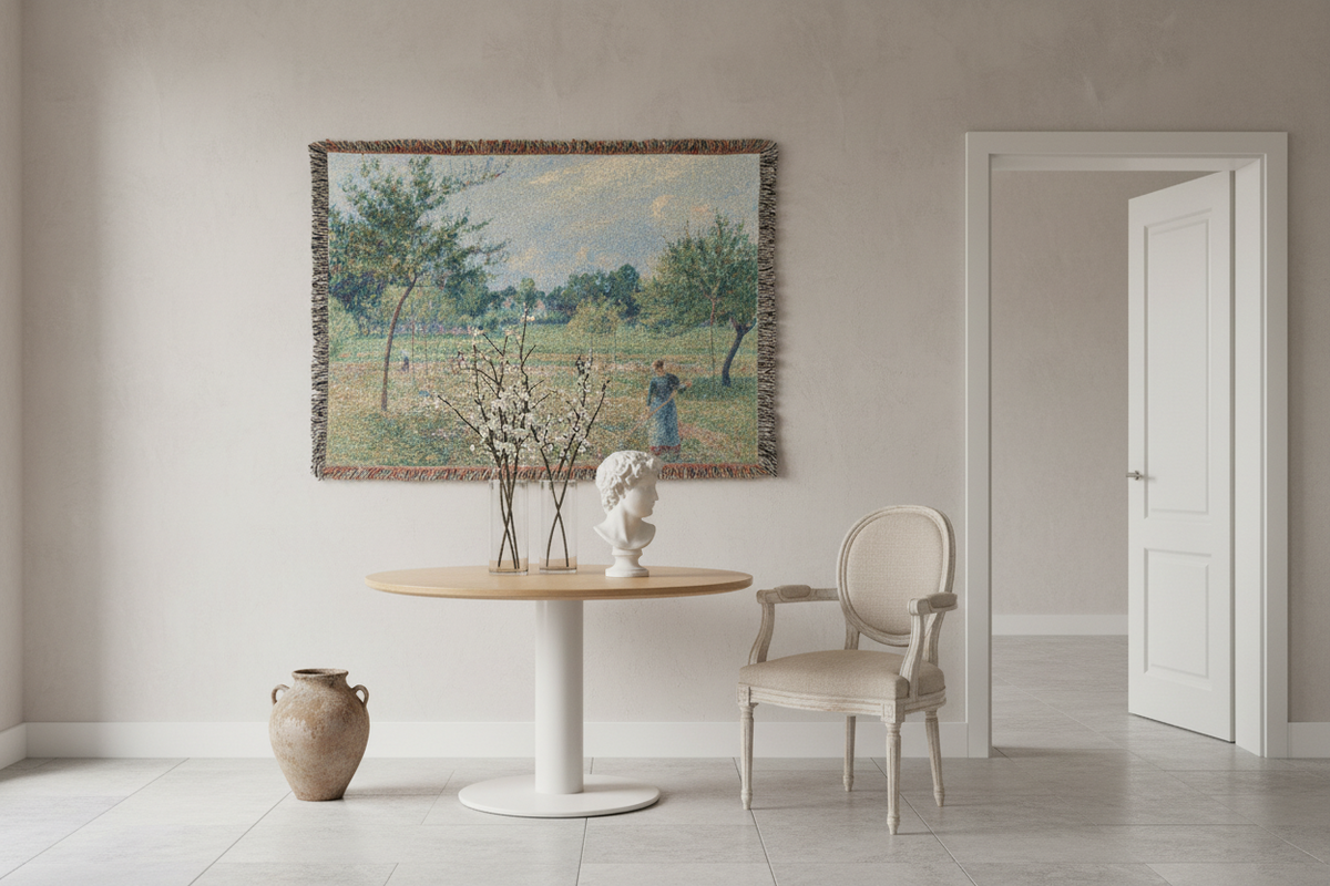 Haymaking at Éragny — Pissarro Tapestry Blanket