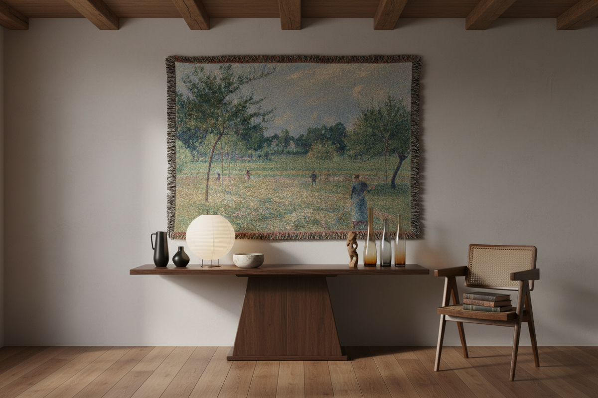 Haymaking at Éragny — Pissarro Tapestry Blanket