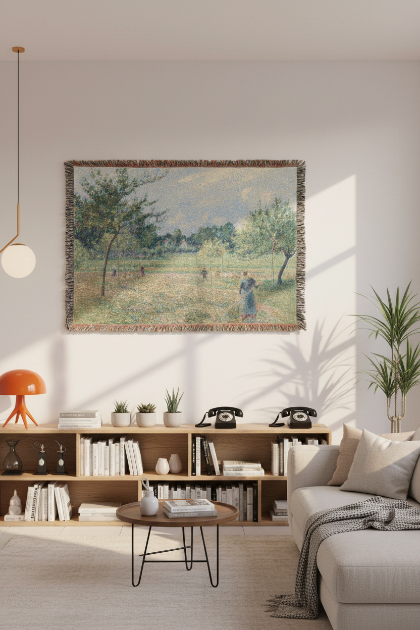 Haymaking at Éragny — Pissarro Tapestry Blanket