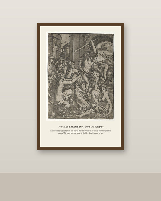 Hercules Driving Envy from the Temple - Antique Mythological Print