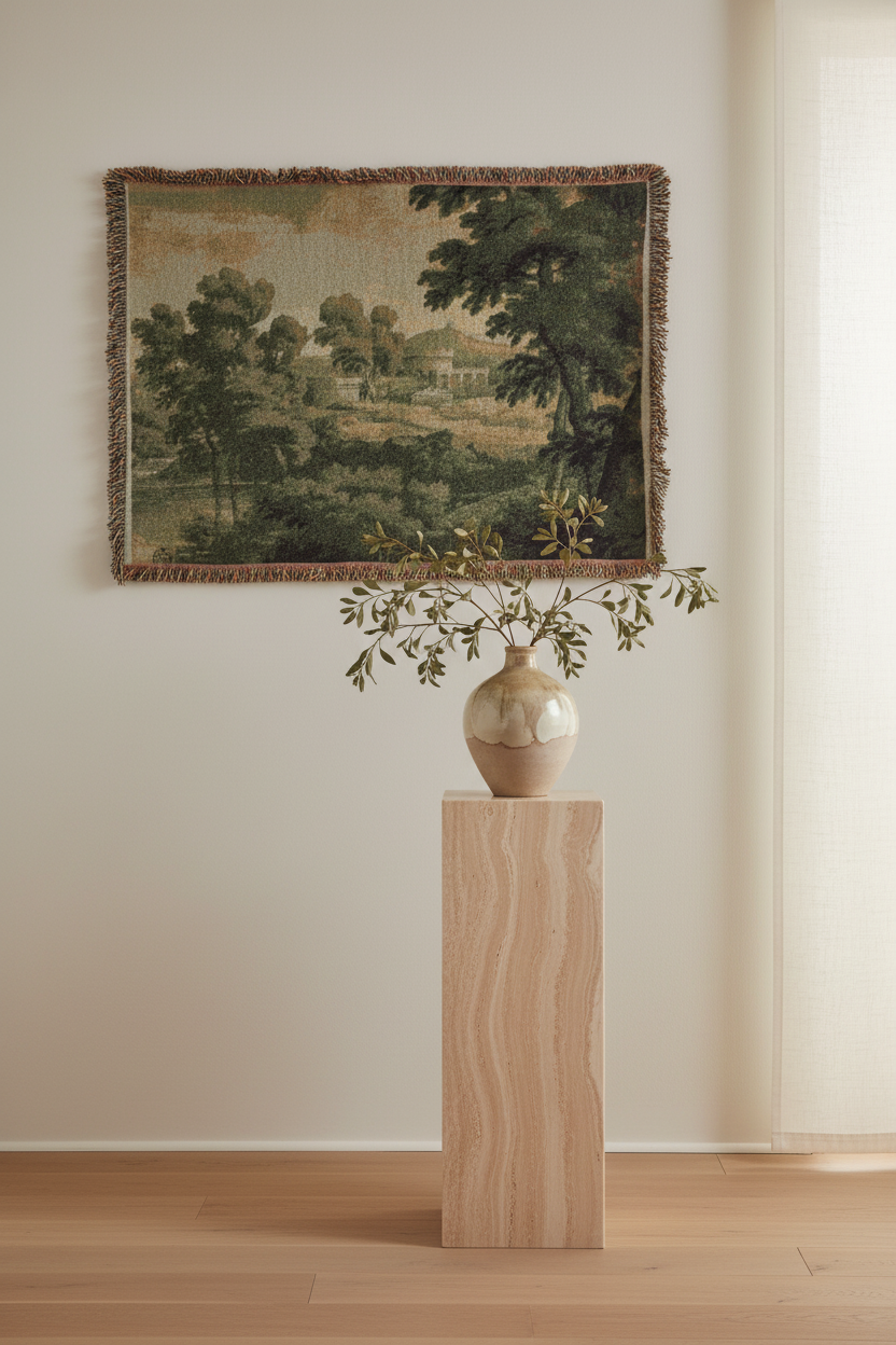 Italianate Landscape (school of Poussin) Tapestry Blanket