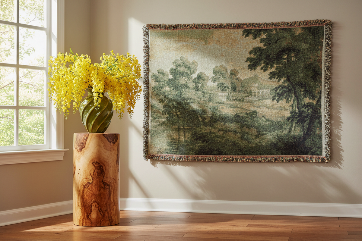 Italianate Landscape (school of Poussin) Tapestry Blanket