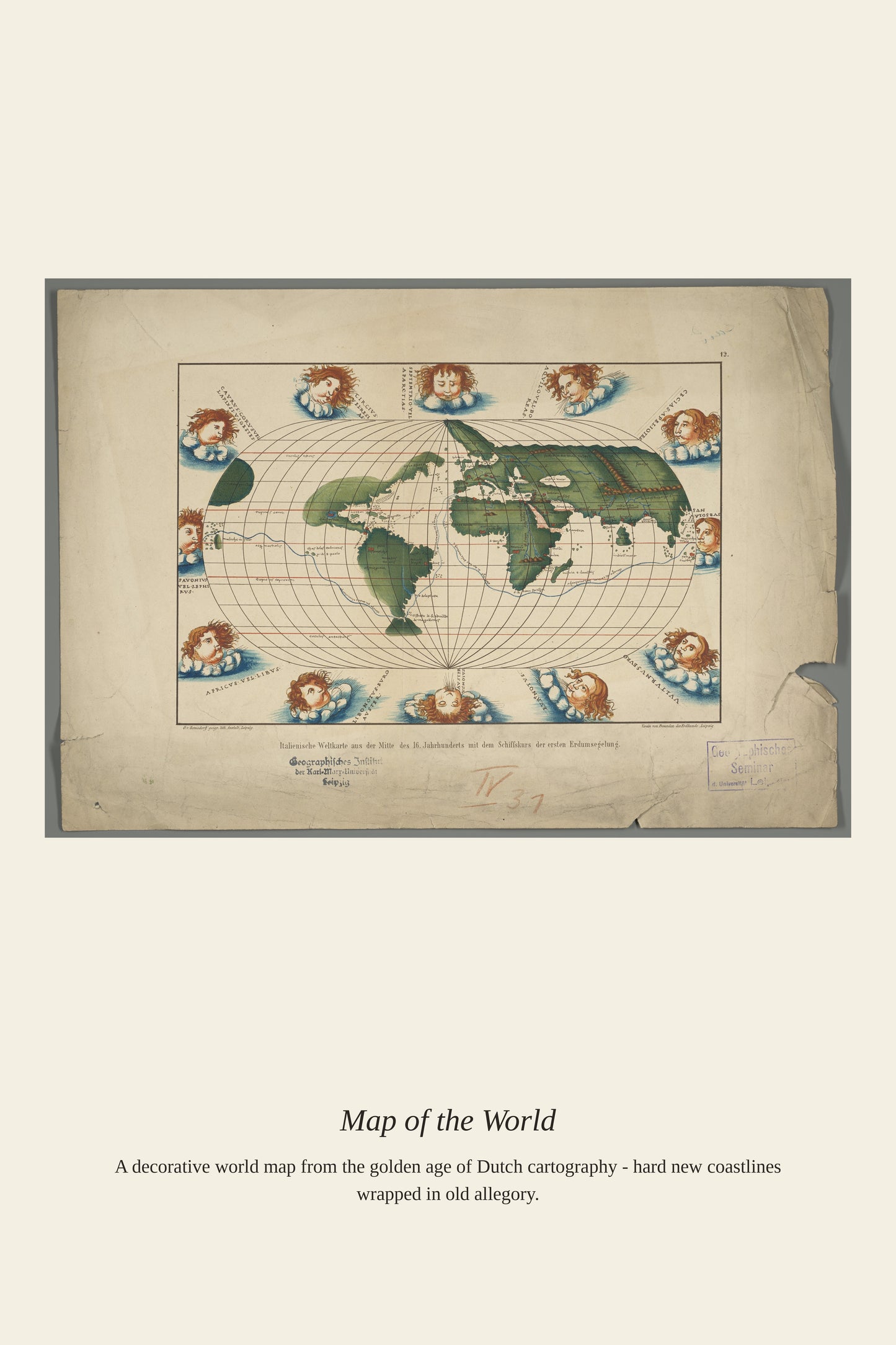 Italienische Weltkarte Aus Der Mitte Des 16 - Antique Art Print