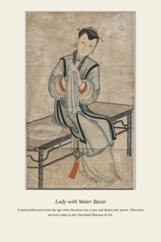 Lady with Water Basin - Antique Portrait Print