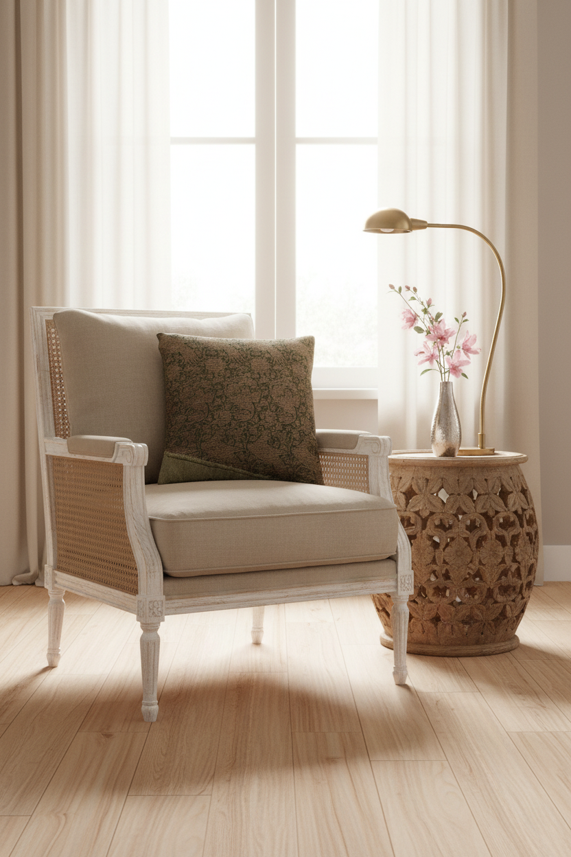 Lampas with Phoenixes amid Vines Pillow