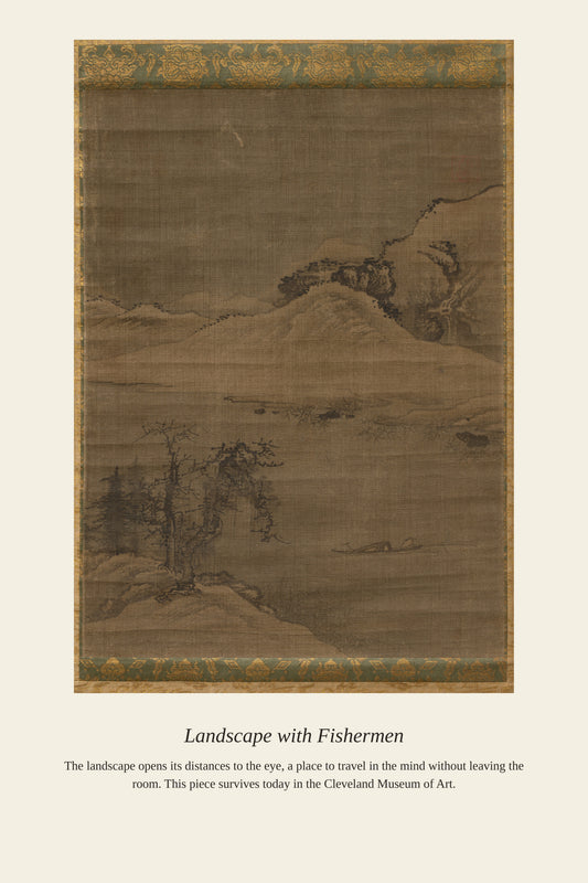 Landscape with Fishermen - Antique Natural History Print