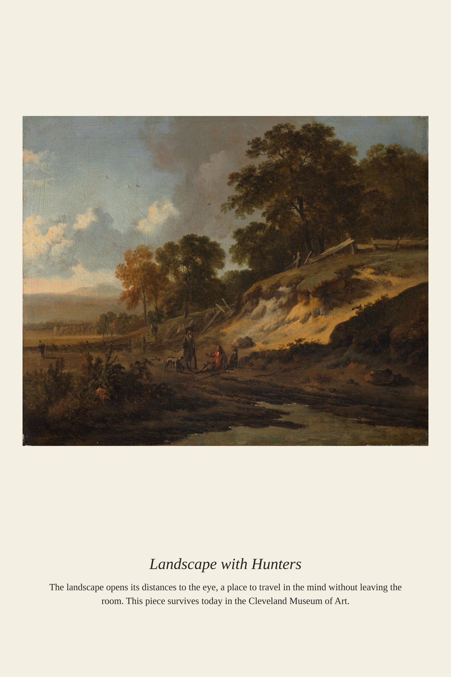 Landscape with Hunters - Antique Landscape Print