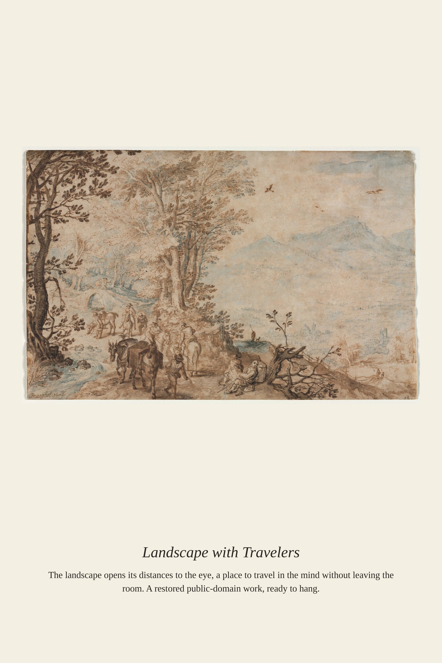 Landscape with Travelers - Antique Landscape Print