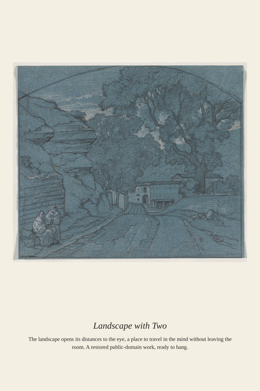 Landscape with Two (2) - Antique Landscape Print