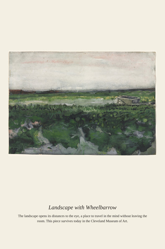 Landscape with Wheelbarrow - Antique Landscape Print