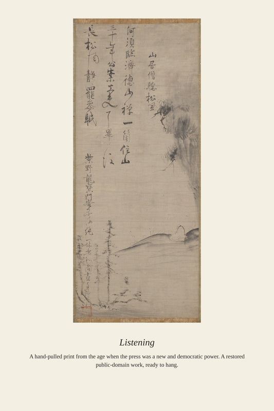 Listening (2) - Antique Art Print