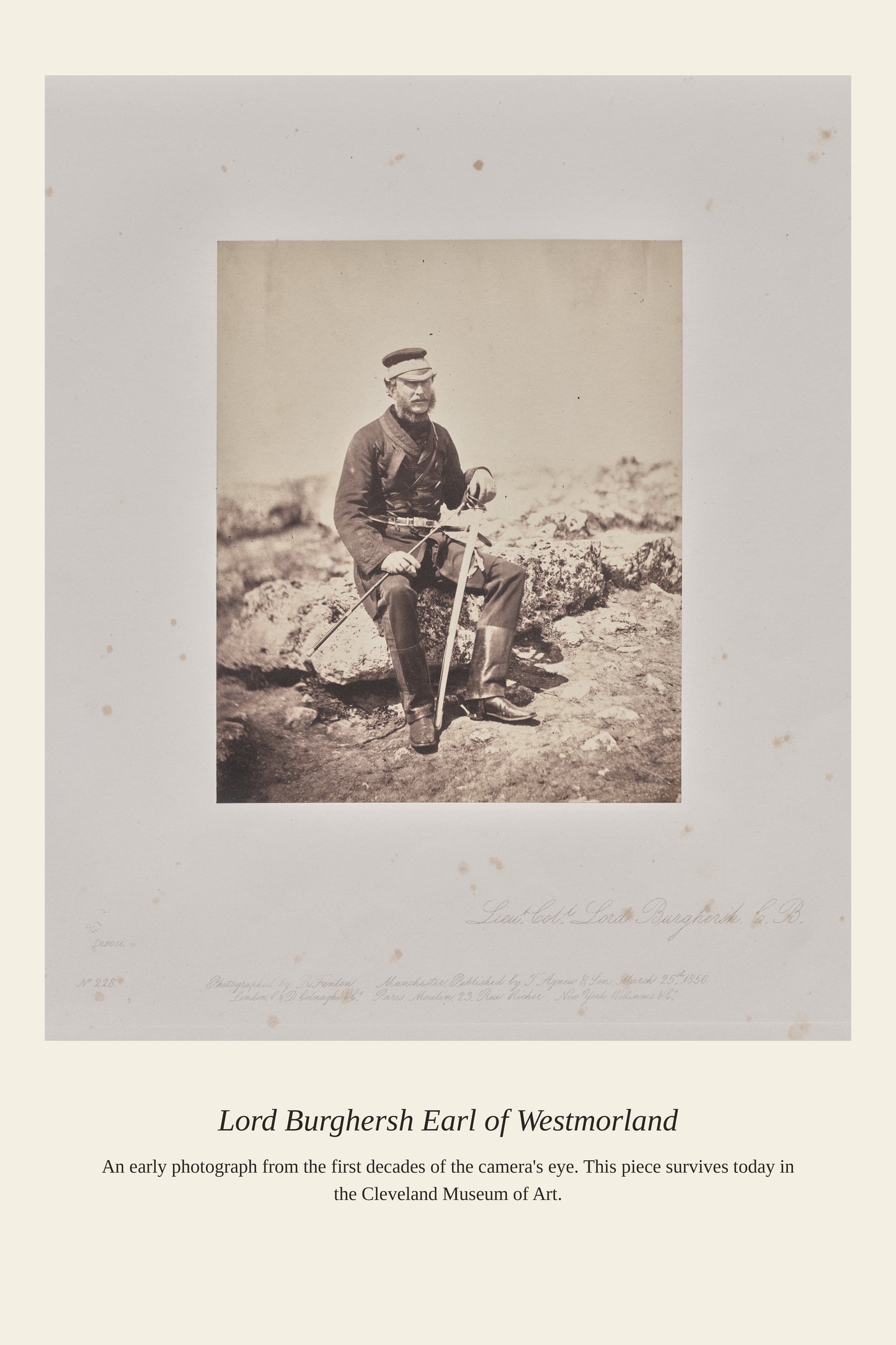 Lord Burghersh Earl of Westmorland - Antique Photograph Print