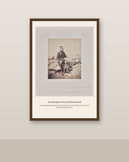 Lord Burghersh Earl of Westmorland antique photograph print shown framed on a wall in a styled room