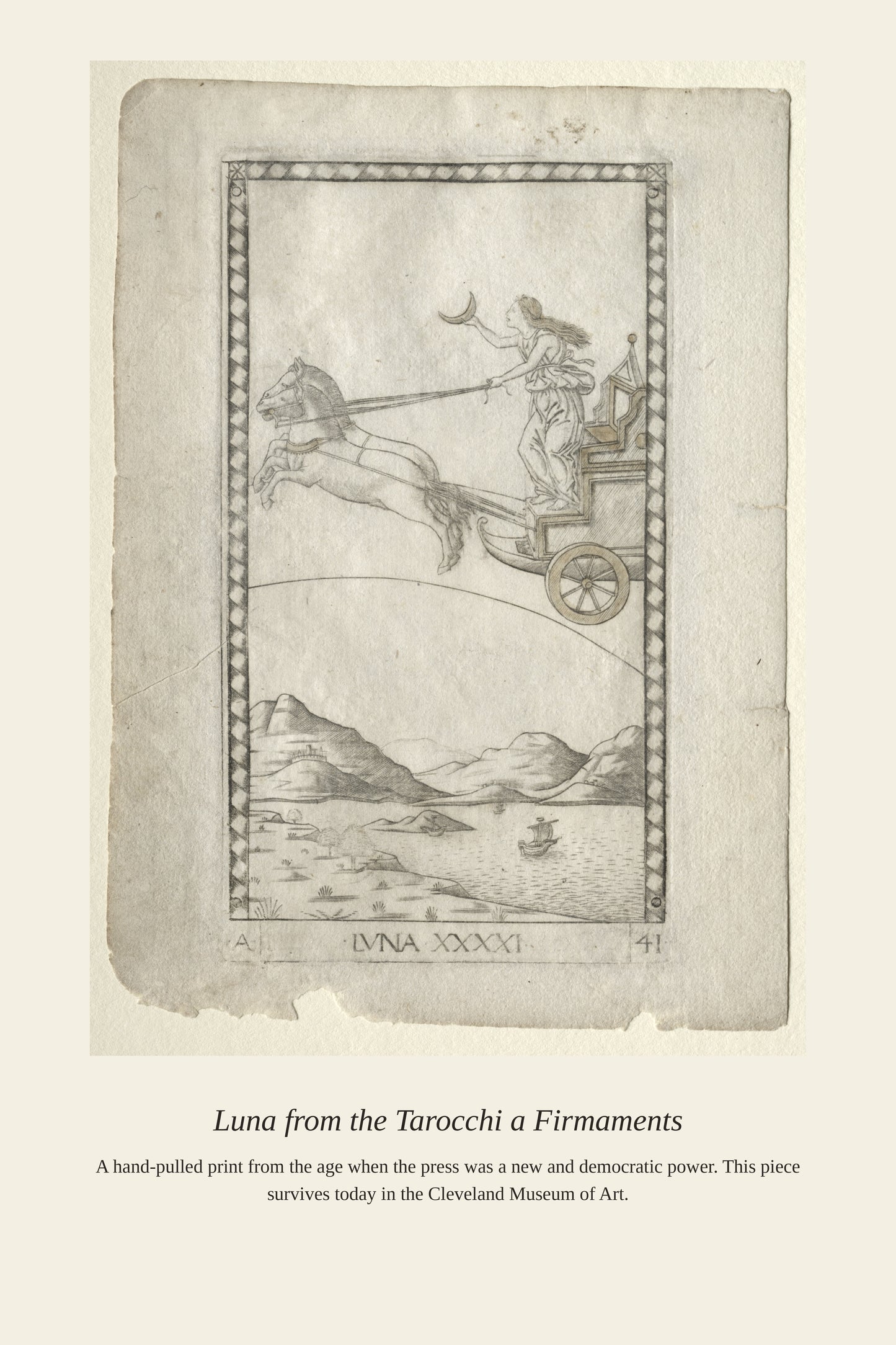 Luna, Mantegna Tarocchi - Antique Celestial Print