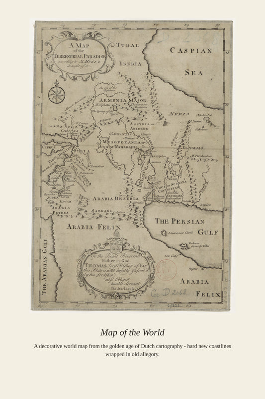 Map of the Terrestrial Paradise, M. Huet's - Antique Art Print