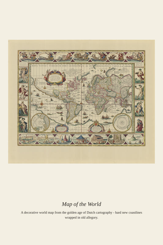 Map of the World by Joan Blaeu - Antique World Map Print