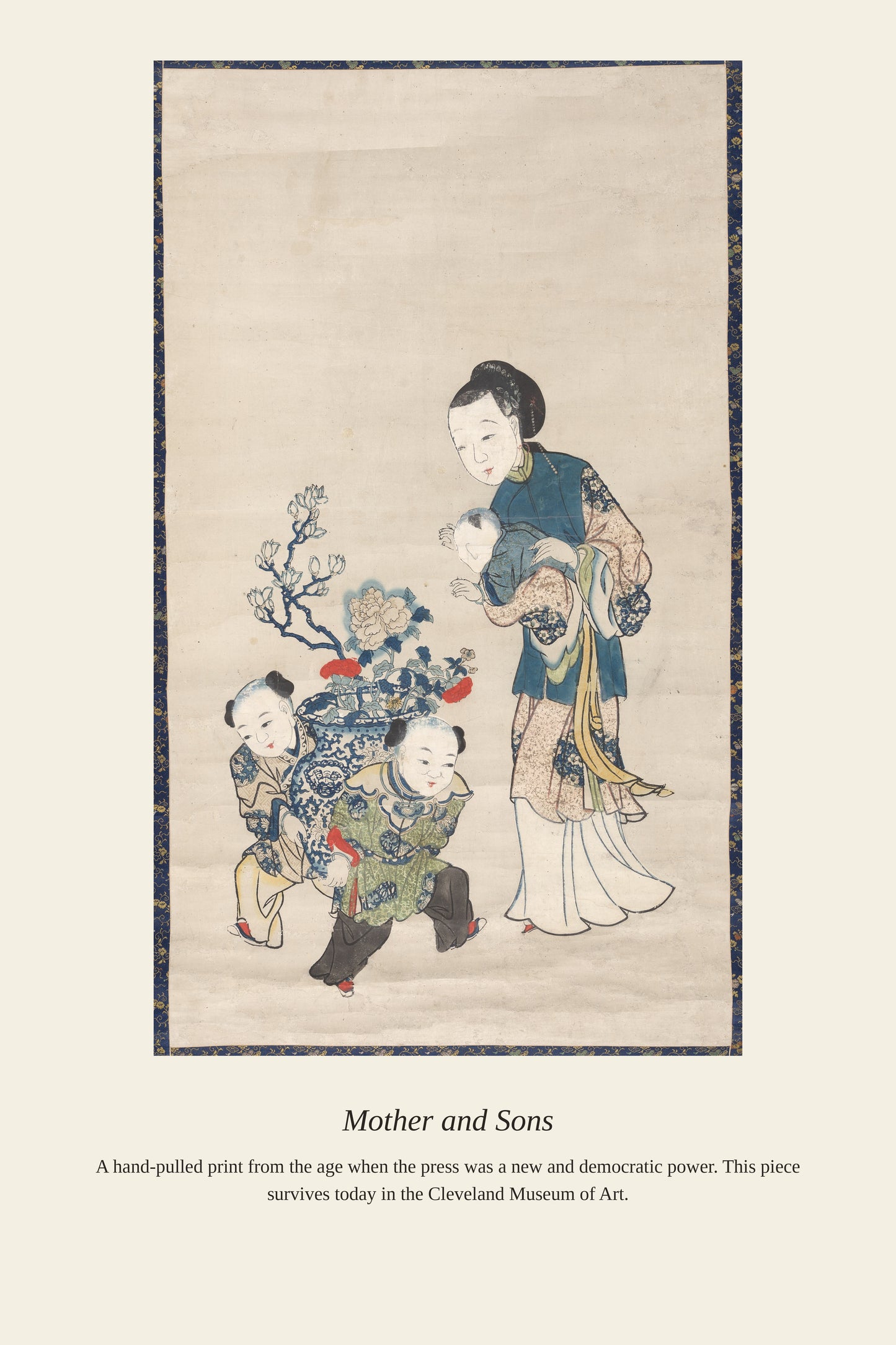 Mother and Sons - Antique Asian Art Print