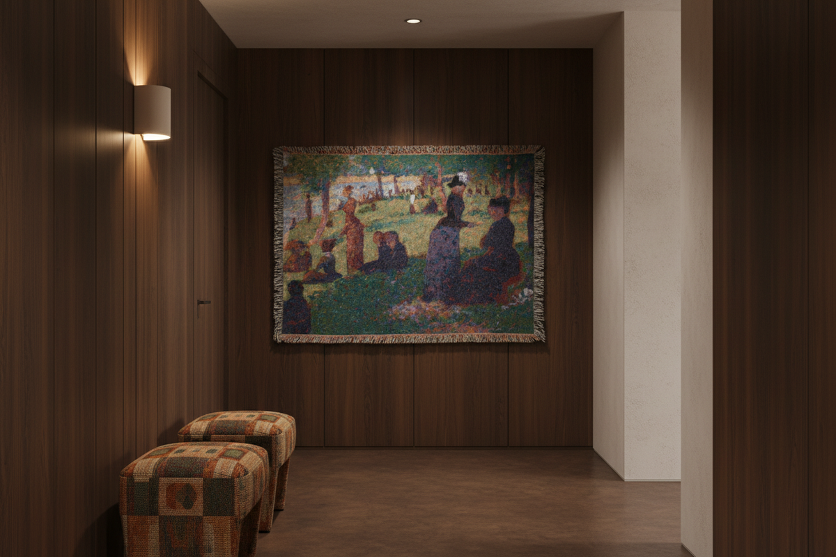 Oil Sketch for A Sunday — Seurat Tapestry Blanket