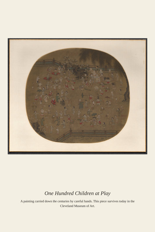 One Hundred Children at Play - Antique Asian Art Print