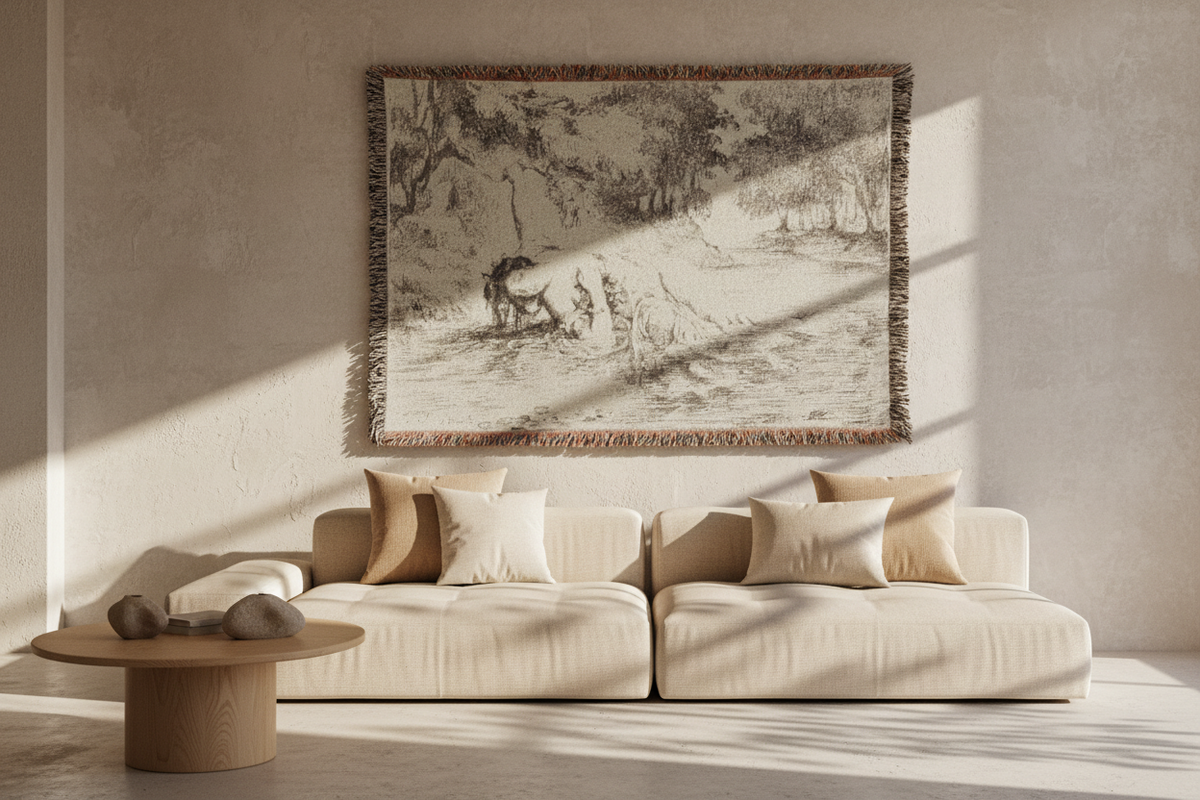 Ophelia's Death — Delacroix Tapestry Blanket