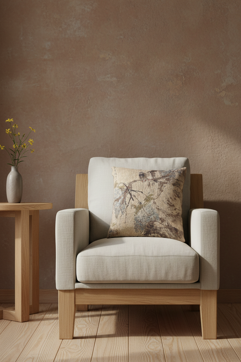 Paradise Flycatchers and Wisteria Pillow