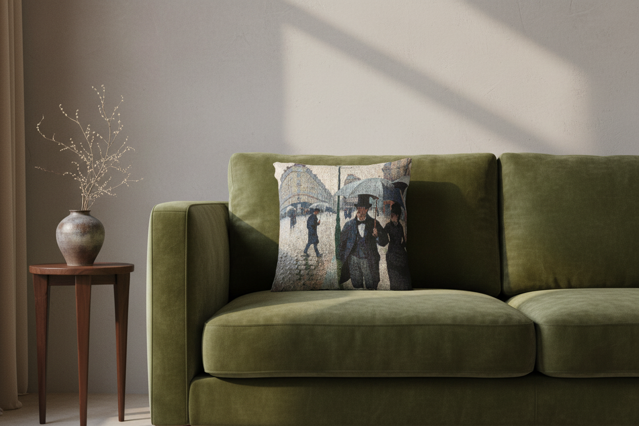 Paris Street; Rainy Day — Caillebotte Pillow