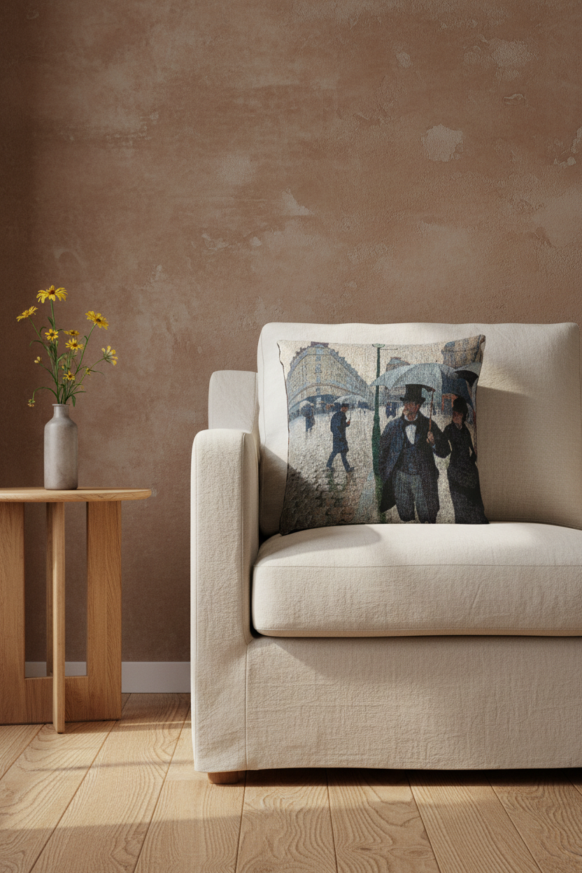 Paris Street; Rainy Day — Caillebotte Pillow