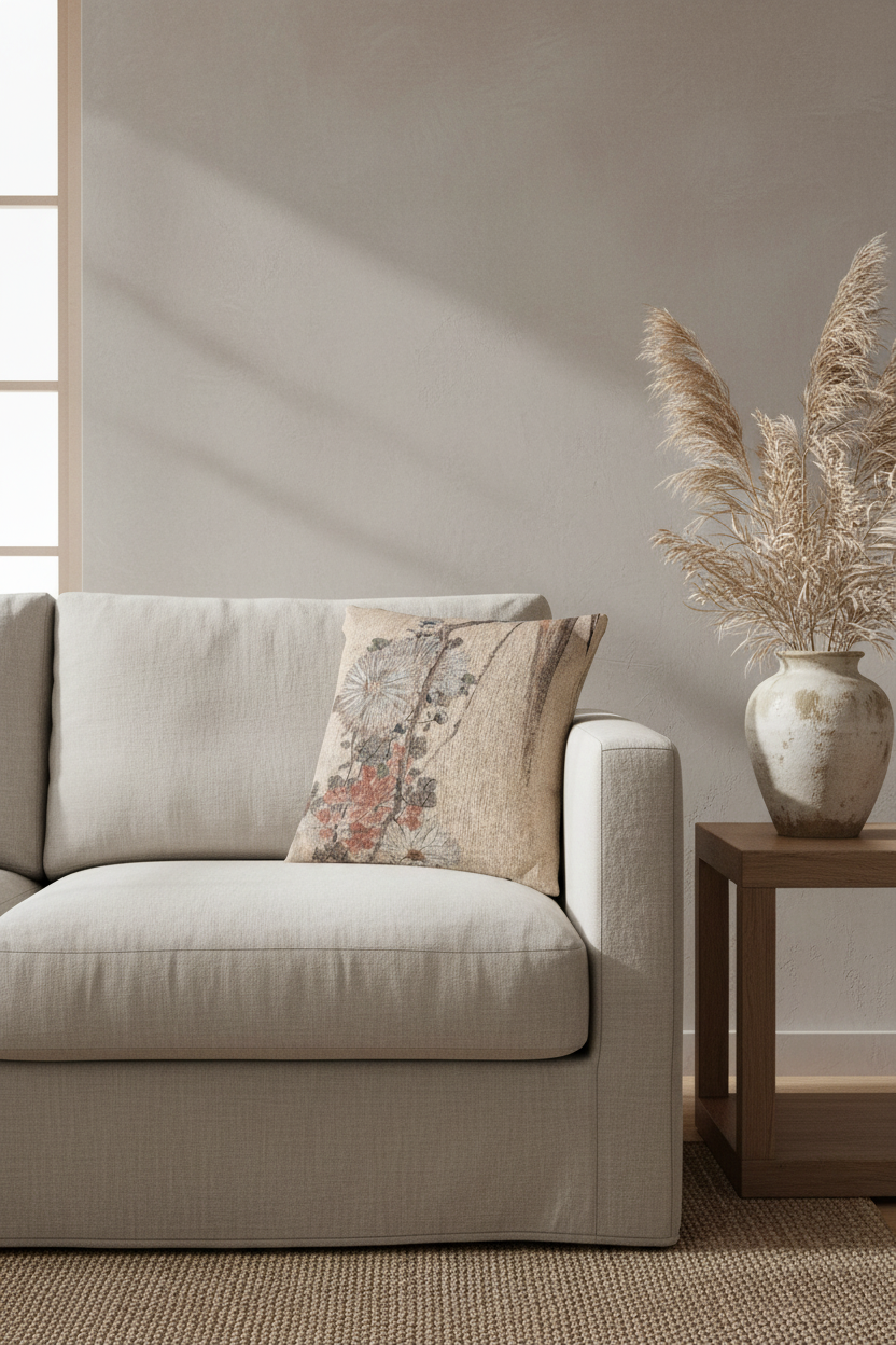 Parrot and Chrysanthemums Pillow