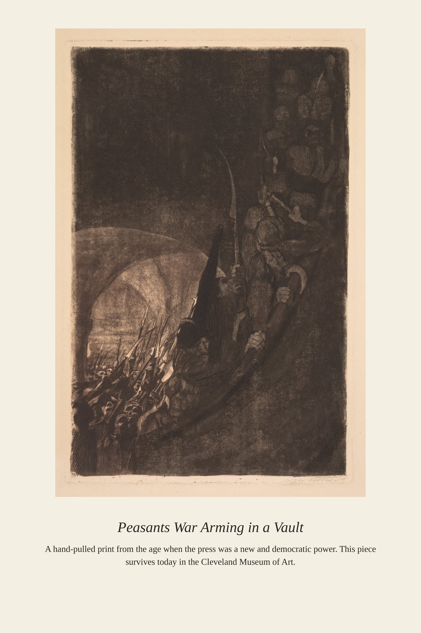 Peasants War Arming in a Vault - Antique Historical Print