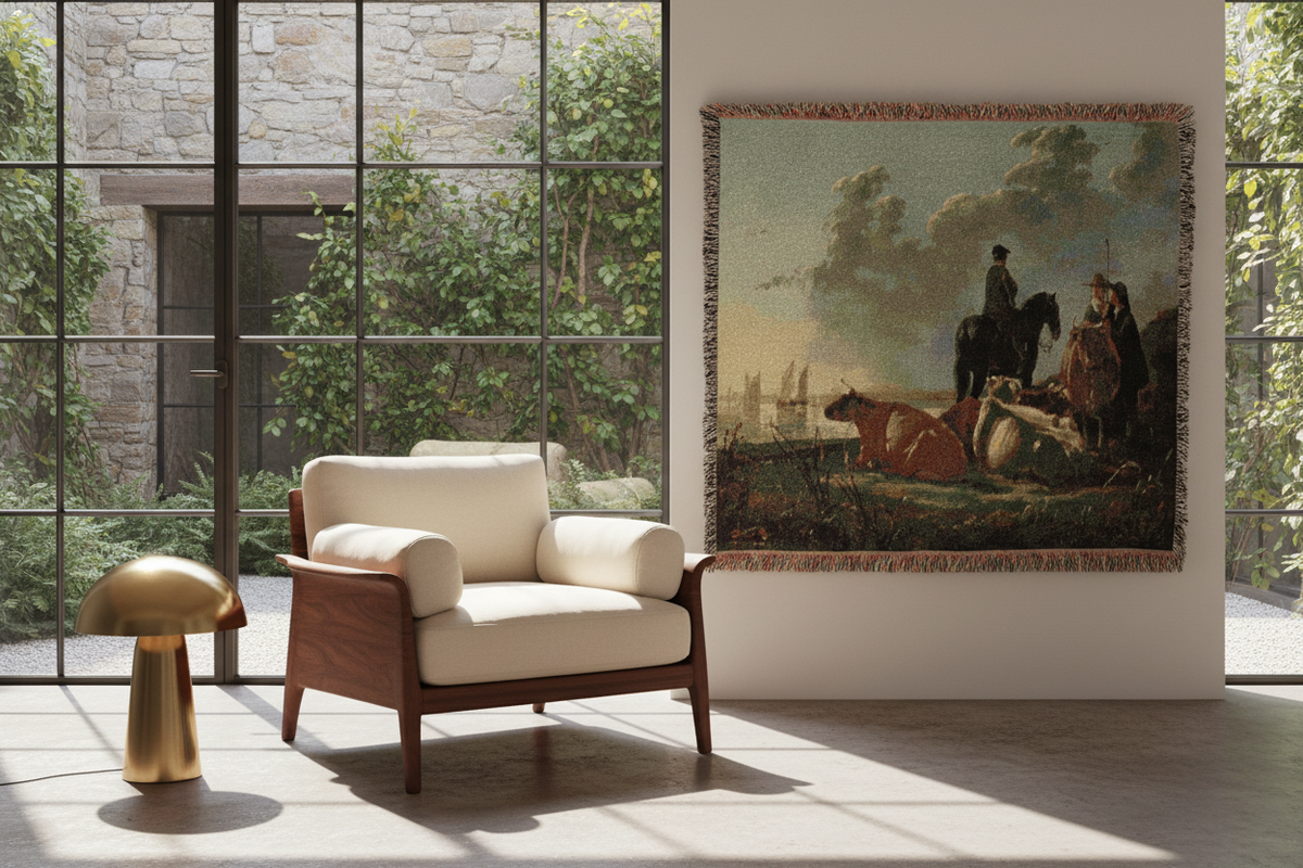 Peasants with Four Cows — Cuyp Tapestry Blanket