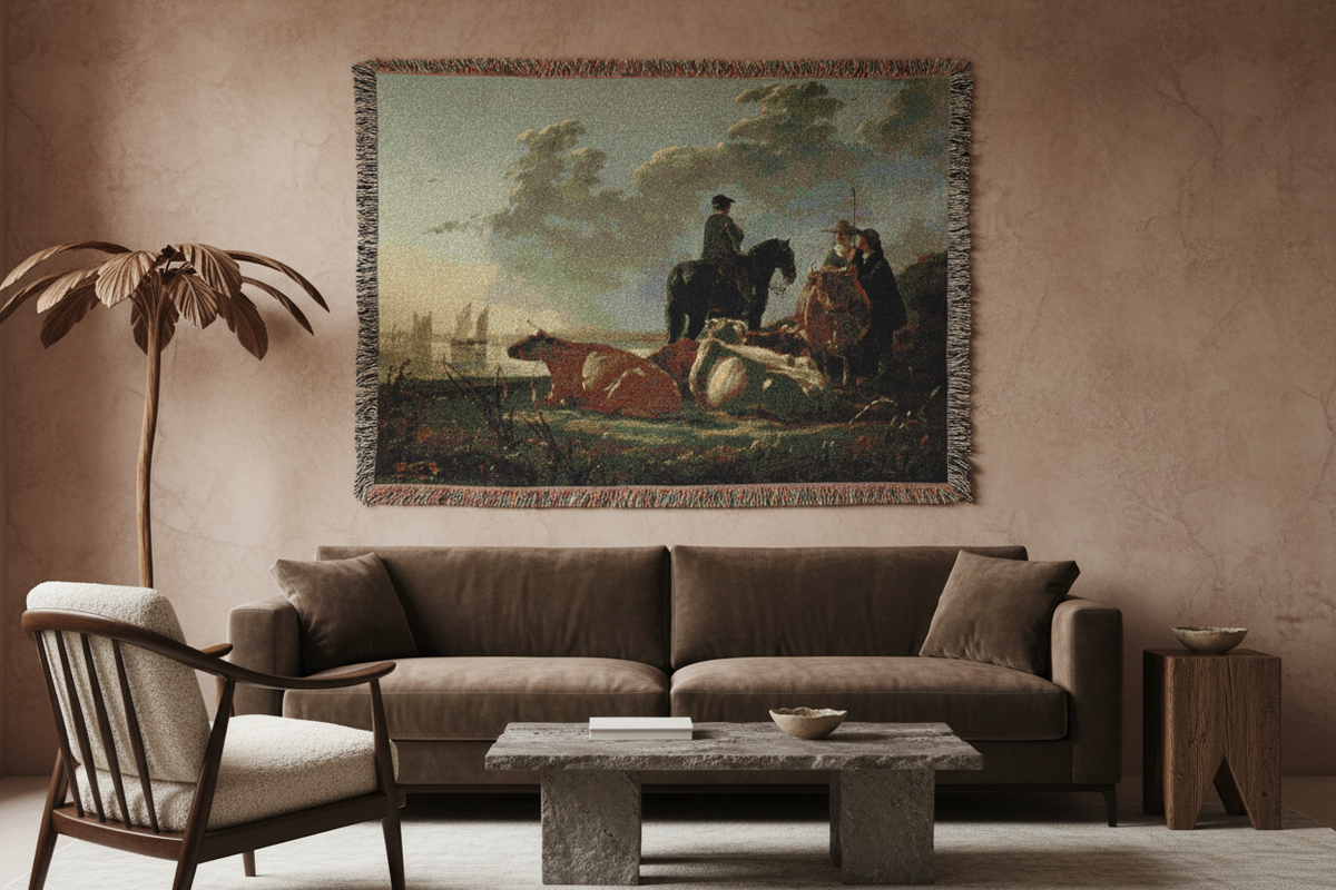 Peasants with Four Cows — Cuyp Tapestry Blanket