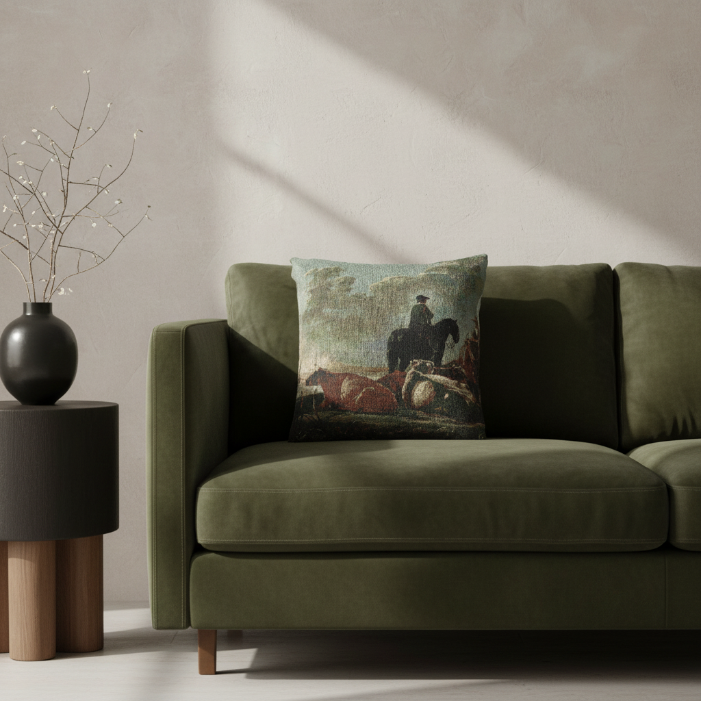 Peasants with Four Cows by the River Merwede — Cuyp Pillow