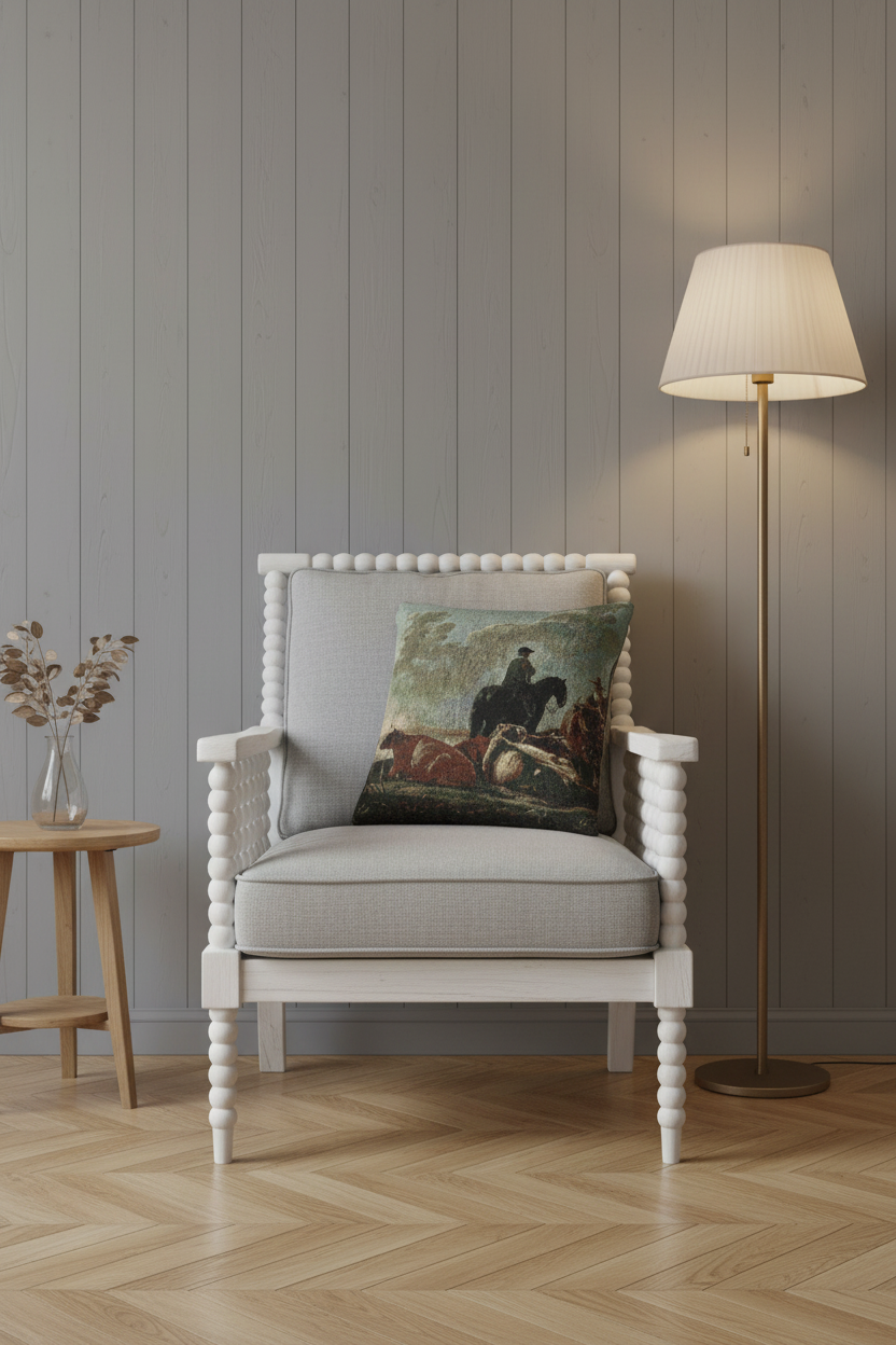 Peasants with Four Cows by the River Merwede — Cuyp Pillow
