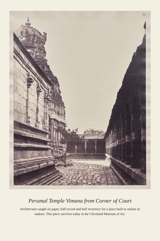 Perumal Temple Vimana from Corner - Antique Architectural Print
