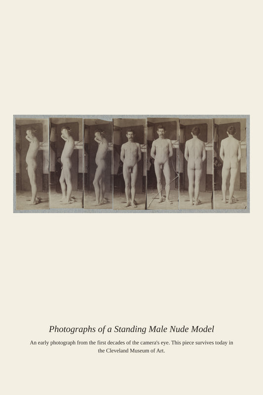 Photographs of a Standing Male Nude Model - Antique Photograph Print