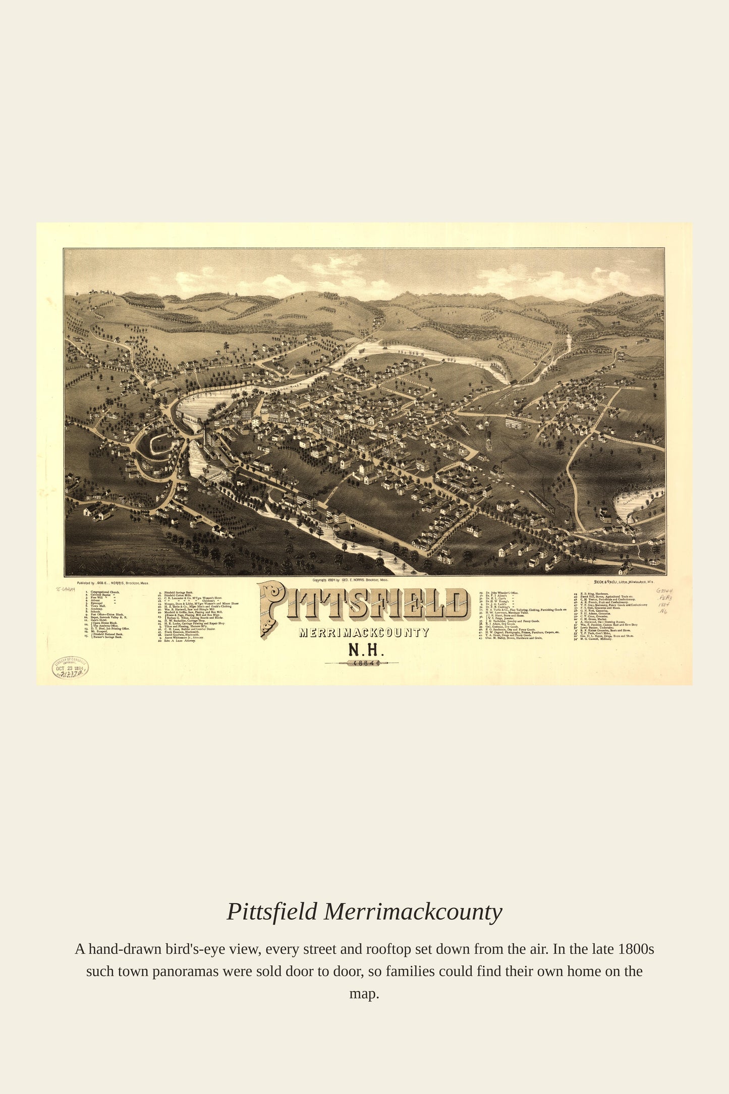 Pittsfield, Merrimack County - Antique Map Print